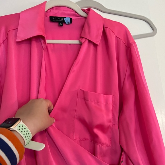 Eloquii Pink Satin Wrap Maxi Dress - Picture 7 of 12